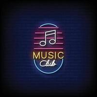 neon cartello musica club con mattone parete sfondo vettore illustrazione