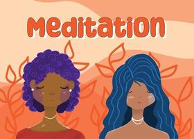 il ragazze meditazione vettore