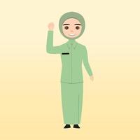 giovane musulmano donne indossare di moda Abiti e hijab. musulmano hijab alla moda ragazze. femmina personaggi utilizzando hijab e musulmano Abiti. piatto cartone animato vettore illustrazione.