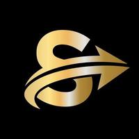 lettera S finanziario logo modello con marketing crescita freccia vettore