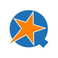 lettera q stella logo vettore modello. minimo stella simbolo