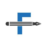 lettera f con matita logo design concetto per arte progettista logotipo architetti logo vettore modello