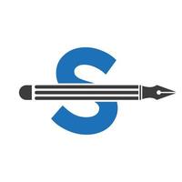 lettera S con matita logo design concetto per arte progettista logotipo architetti logo vettore modello