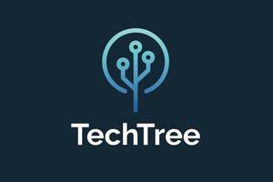 minimalista techno albero logo design vettore