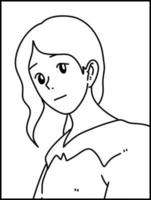 vettore illustrazione di donna cartone animato per colorazione
