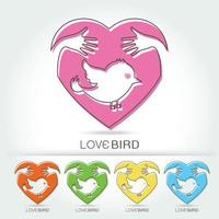 conserva uccello con abbraccio nel cuore simbolo vettore