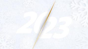 cartello di il nuovo anno 2023 su un' sfondo di fiocchi di neve. bandiera per contento nuovo anno saluti. vettore