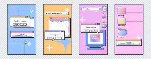 retrò del desktop computer interfaccia manifesti vettore