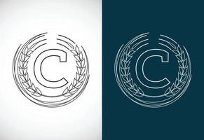 iniziale lettera c con Grano ghirlanda. biologico Grano agricoltura logo design concetto. agricoltura logo. vettore