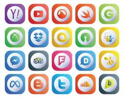 20 sociale media icona imballare Compreso sciame foursquare dropbox viaggio messaggero vettore