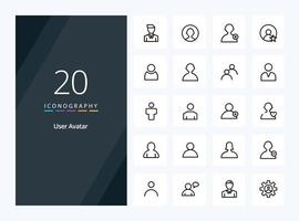 20 utente schema icona per presentazione vettore