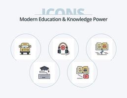moderno formazione scolastica e conoscenza energia linea pieno icona imballare 5 icona design. arte . digitale arte . brian . formazione scolastica. hardware vettore