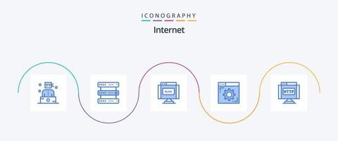 Internet blu 5 icona imballare Compreso http. pagina web. blog. ambientazione. del browser vettore