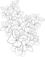 impostato di un' decorativo stilizzato azalea fiore isolato su bianca sfondo. altamente dettagliato vettore illustrazione, scarabocchiare e zentangle stile, tatuaggio disegno, colorazione pagine e libro per adulti