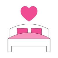 semplice illustrazione di letto con cuore icona per st. san valentino giorno vettore