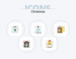 Natale piatto icona imballare 5 icona design. acquisti. inverno. albero. fiocco di neve. palla vettore