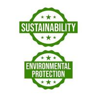 sostenibilità ambientale protezione verde futuro pianeta terra icona etichetta distintivo cartello simbolo design vettore