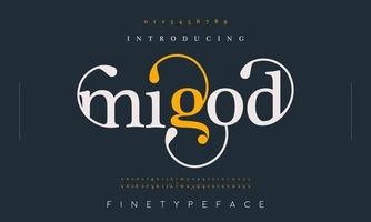 migod serif lusso font. coda swirly tipografia vettore illustrazione