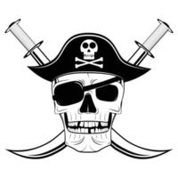 pirata cranio con un' benda su uno occhio e attraversato sciabole vettore