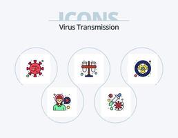 virus trasmissione linea pieno icona imballare 5 icona design. carta. vaccino. formazione scolastica. syring. coronavirus vettore