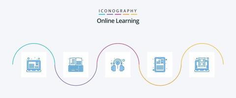 in linea apprendimento blu 5 icona imballare Compreso informazione. Attenzione. tastiera del computer. Incarico. lezione vettore
