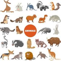 grande set di personaggi di animali selvatici dei cartoni animati vettore