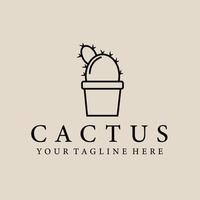 cactus linea arte logo, icona e simbolo, vettore illustrazione design