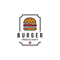 hamburger Hamburger minimalista logo design ristorante modello vettore