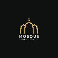 moschea islamico musulmano oro lux minimalista logo design vettore