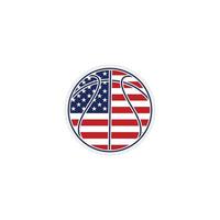 pallacanestro Stati Uniti d'America bandiera con palla logo design americano gli sport icona vettore