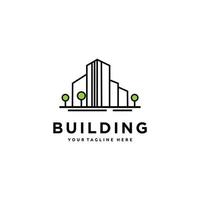 edificio punti di riferimento urbano città linea arte logo design vettore