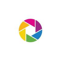 minimalista colorato otturatore lente telecamera logo design icona vettore