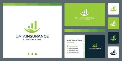 assicurazione, nel il palma Tenere dati, investimento e finanza, logo design. finanziario e assicurazione, vettore design e illustrazione