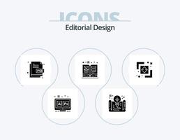 editoriale design glifo icona imballare 5 icona design. libro scolastico. arte. modulo. file genere. documento vettore