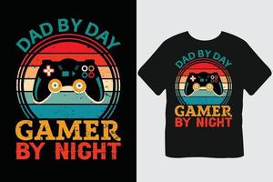 papà di giorno gamer di notte gioco t camicia design vettore