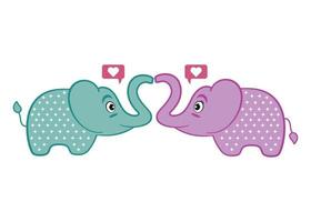 carino elefanti amore cartone animato stile illustrazione isolato vettore