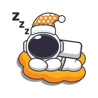 carino astronauta dormire cartone animato vettore illustrazione. vettore cartone animato illustrazione adatto per manifesto, opuscolo, ragnatela, mascotte, etichetta, logo e icona.