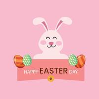 il cartone animato personaggio Pasqua coniglietto è un' coniglio con un' dipinto Pasqua uovo vettore