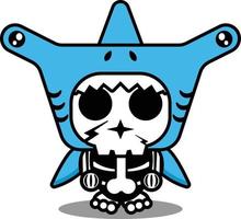 vettore illustrazione di portafortuna costume cartone animato personaggio animale uomo martello squalo carino cranio