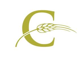 lettera c agricoltura logo azienda agricola vettore