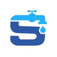 lettera S idraulico logo design. piombatura acqua modello vettore