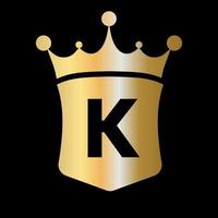 lettera K corona e scudo logo vettore modello con lusso concetto simbolo