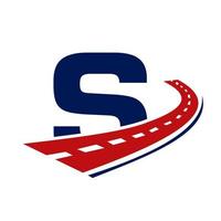 lettera S trasporto logo. strada logo design mezzi di trasporto cartello simbolo vettore