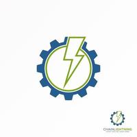 semplice e linea elettrico o energia dentro Ingranaggio Immagine grafico icona logo design astratto concetto vettore scorta. può essere Usato come un' simbolo relazionato per ingegneria o elettrico.