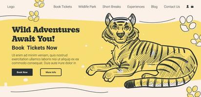 selvaggio avventure await voi, libro biglietto per zoo vettore