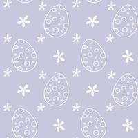 Pasqua polka punto modello uova e fiori senza soluzione di continuità modello su pastello puple sfondo. mano disegnato scarabocchio vettore illustrazione.