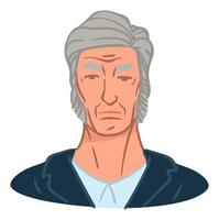 anziano maschio personaggio grave facciale espressione vettore