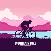 cavalcata montagna bicicletta vettore logo