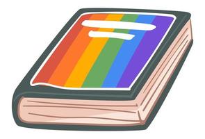 libro con arcobaleno copertina pubblicazione con rilegato vettore