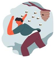 apifobia o melissofobia, paura di api vettore